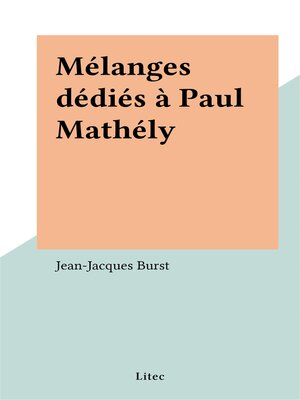 cover image of Mélanges dédiés à Paul Mathély